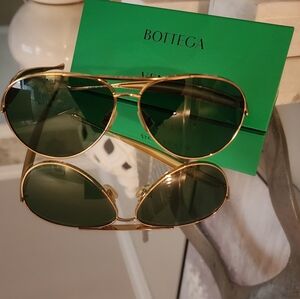 Bottega Veneta Gold and Green Sunglasses